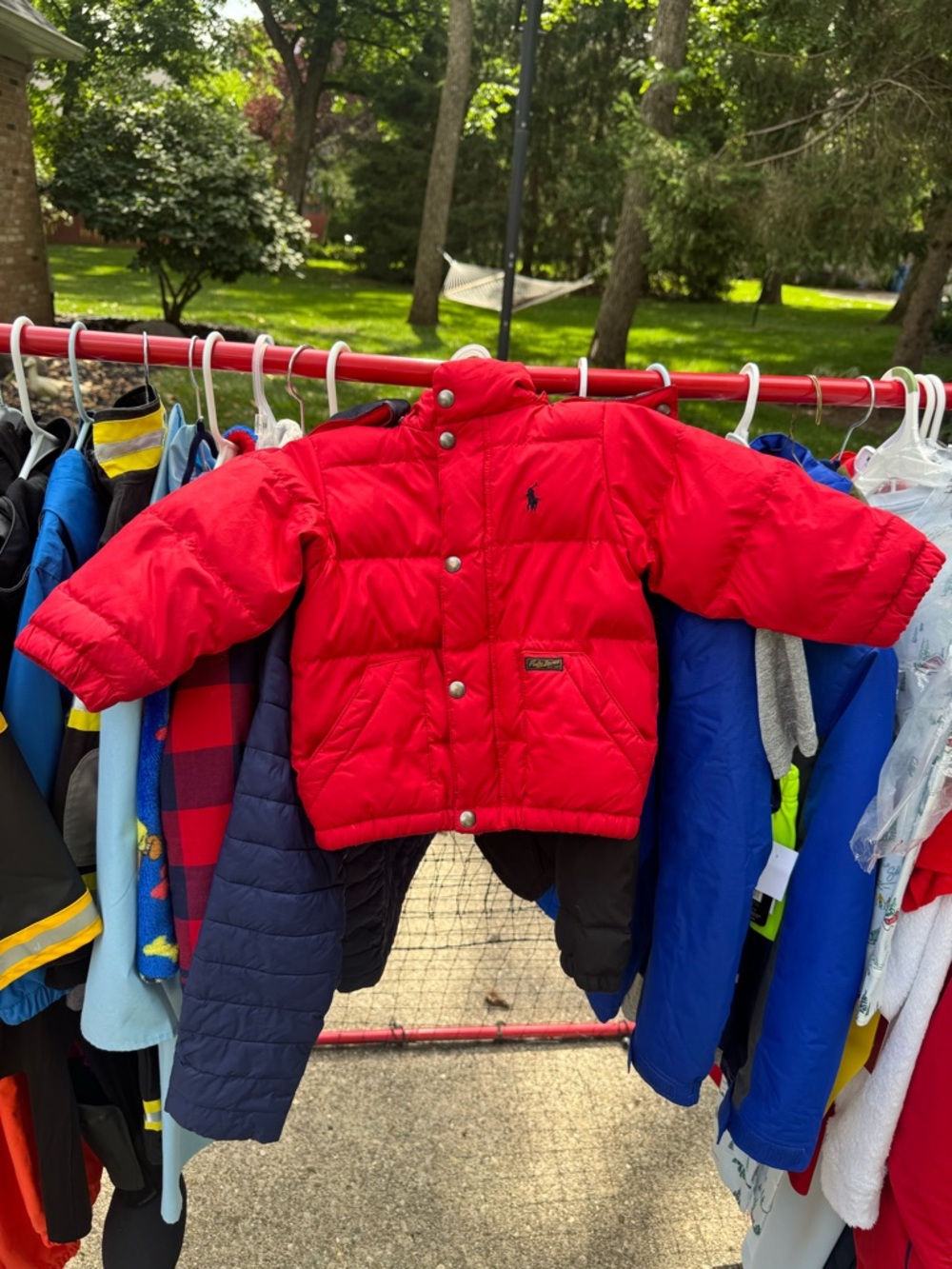 Ralph Lauren Red and Navy Kids' Puffer Jacket